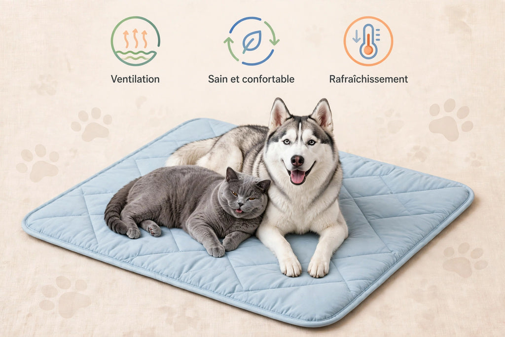 Tapis de refroidissement pour animaux, surface douce et lavable