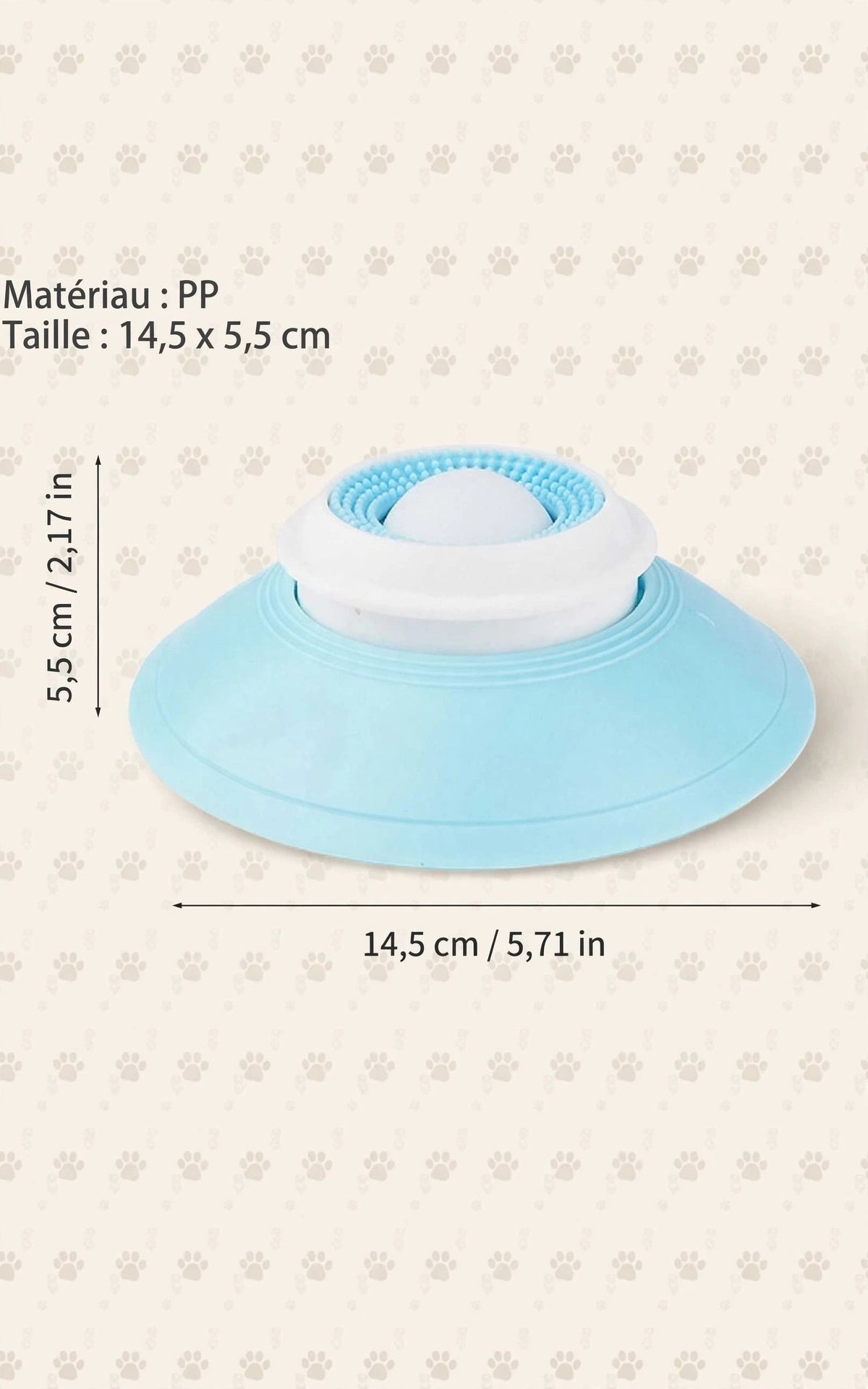 Mangeoire lente anti-glouton pour chien, vue de dessus – 14,5x5,5cm
