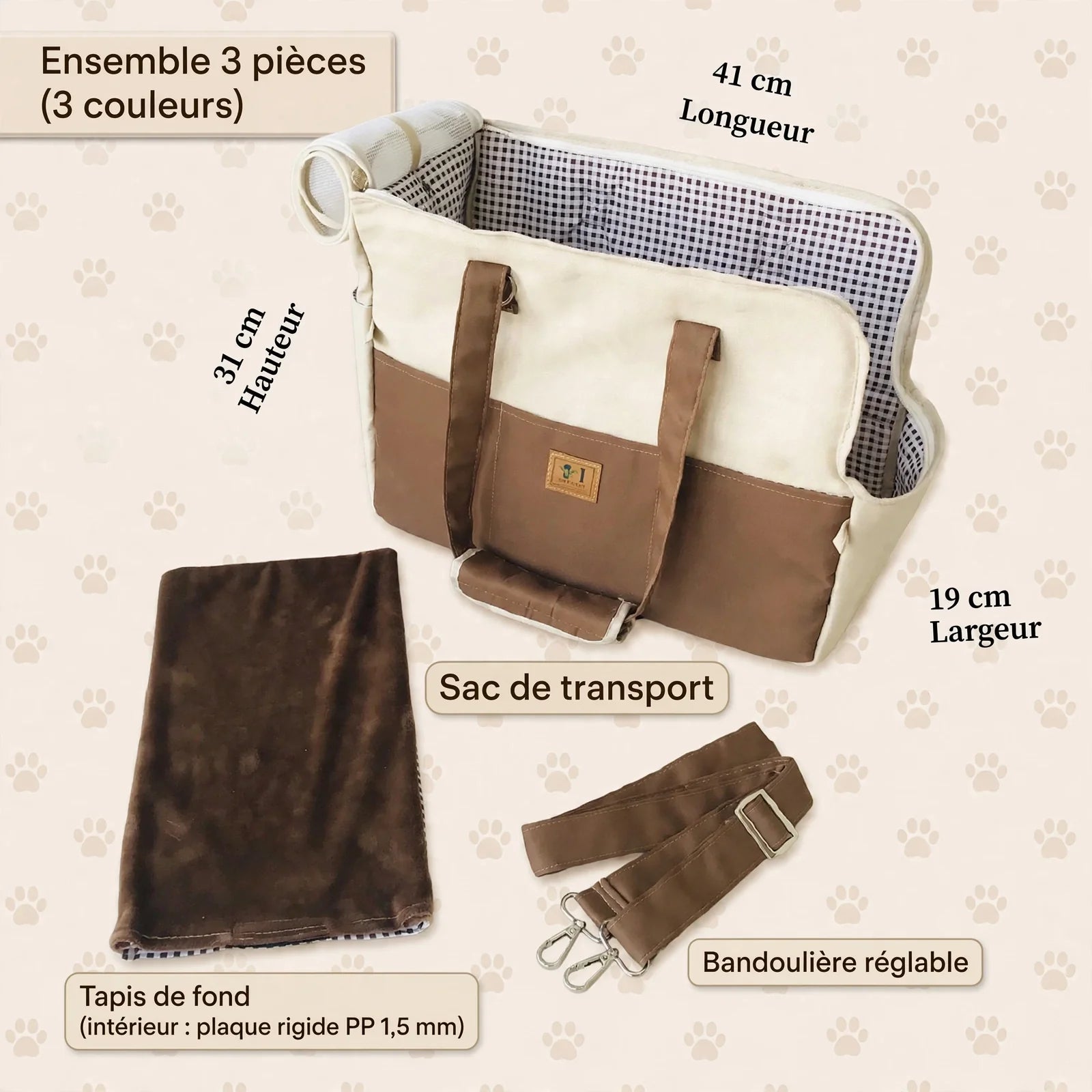 Sac de transport, coloris beige