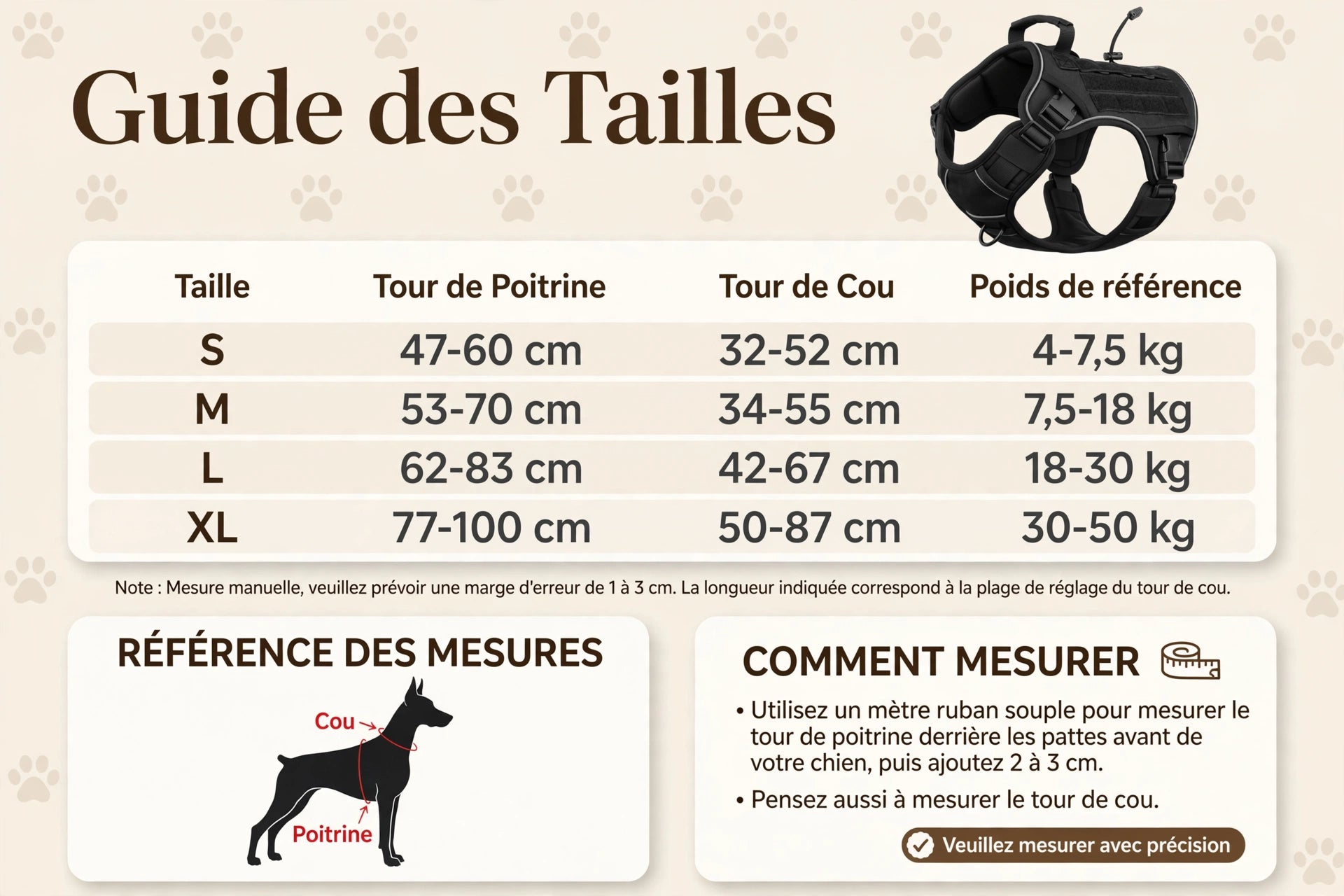 Harnais Chien Réglable Réfléchissant – Respirant Sans Traction S M L XL