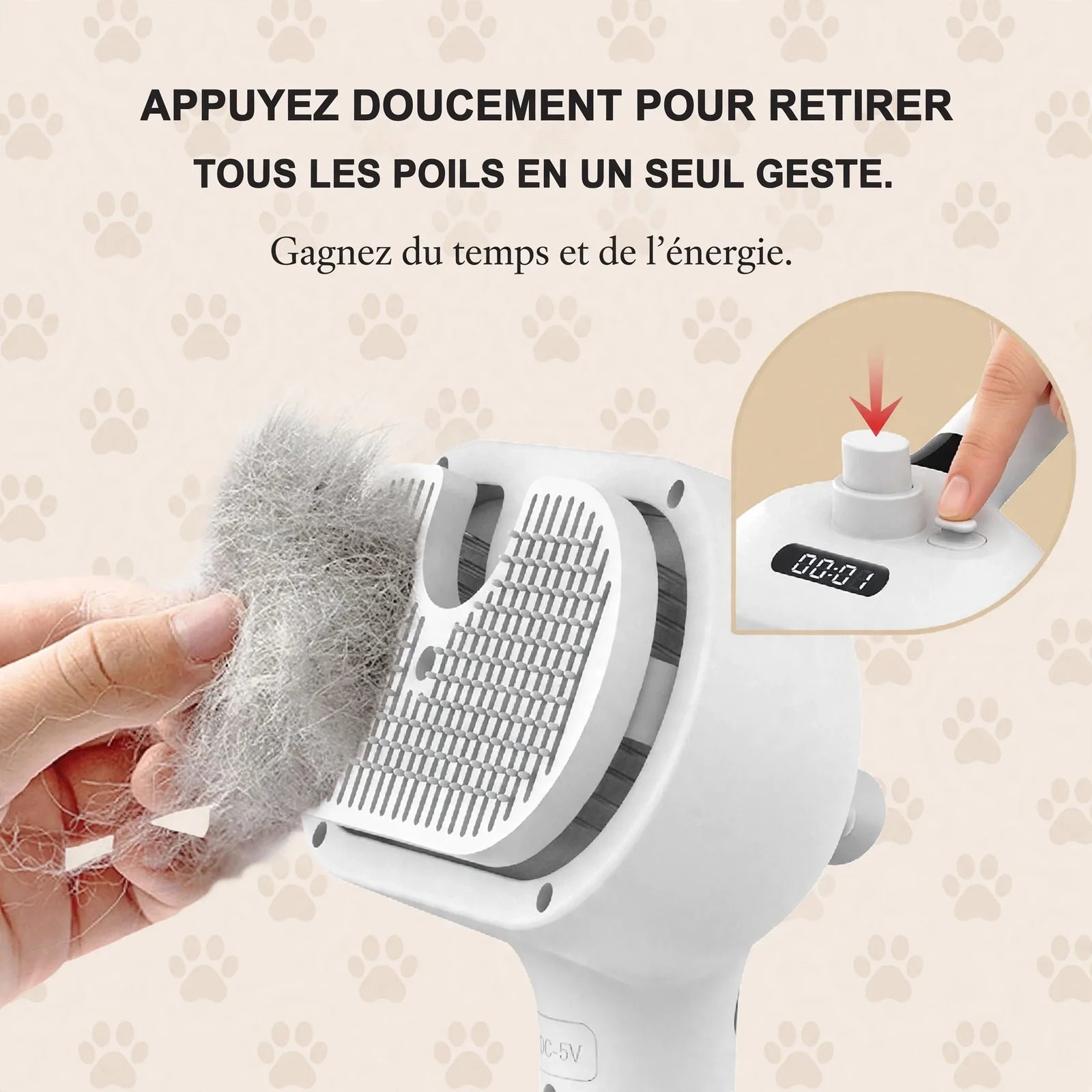 Peigne en acier inoxydable de la brosse vapeur, démêlage sans douleur