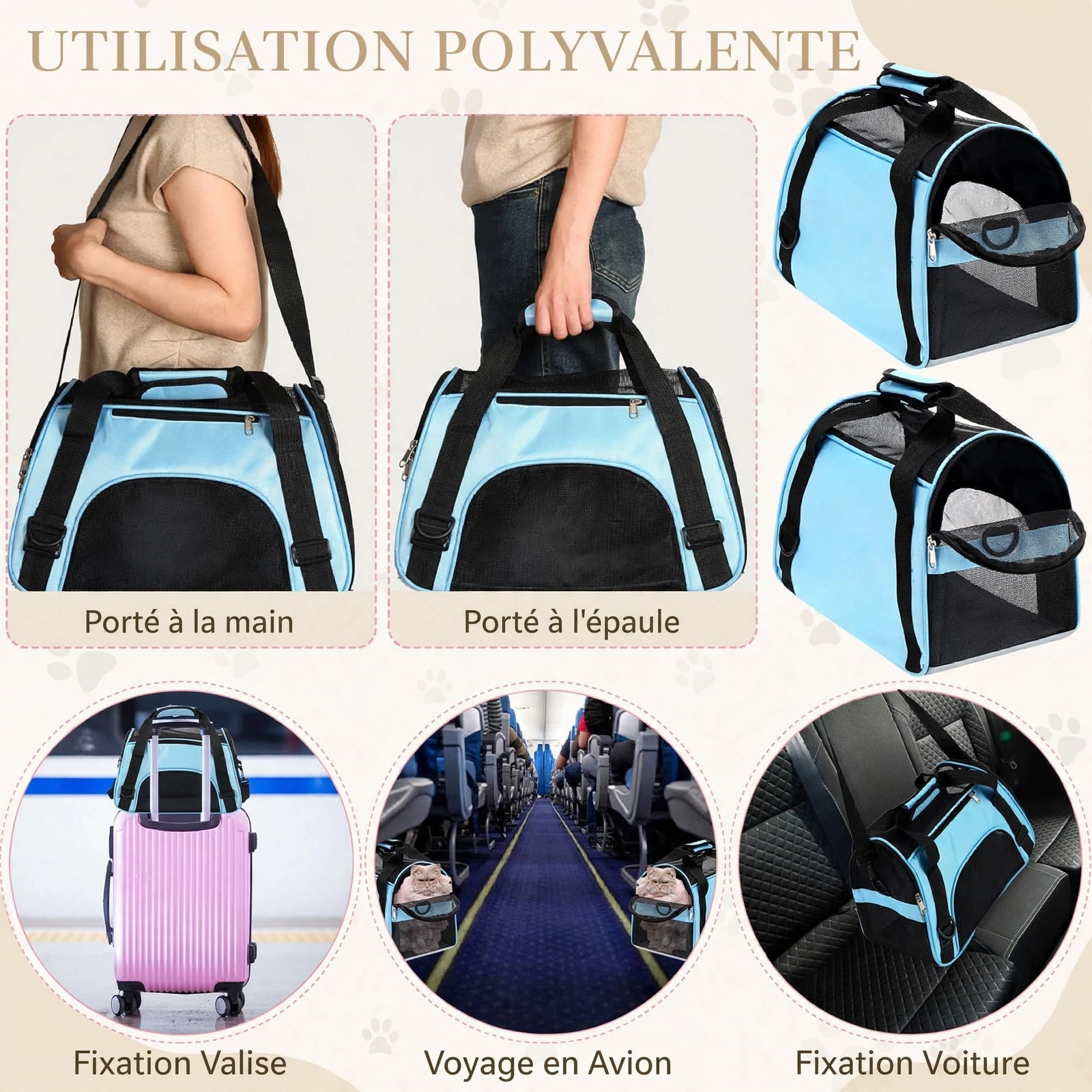 Sac de Transport Pliable pour Chat et Petit Chien – Mesh Respirant