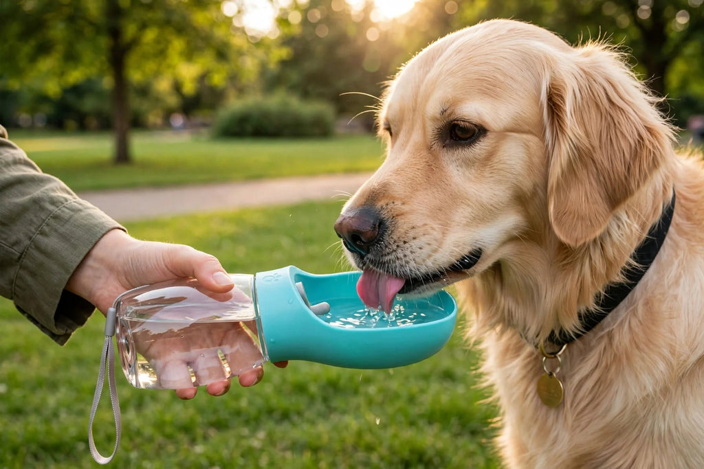 Gourde nomade pour chien, coloris turquoise, format randonnée