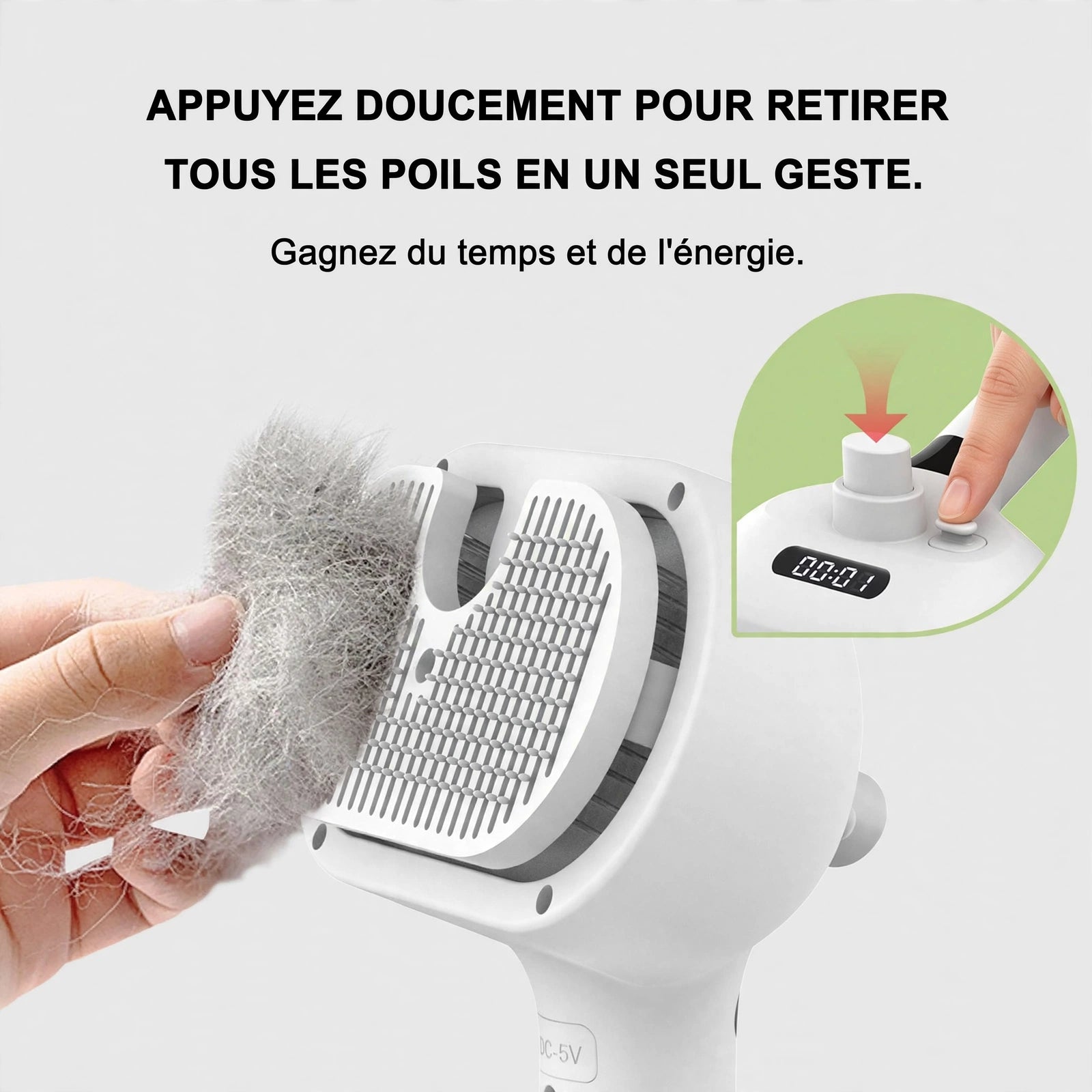 Brosse Vapeur Électrique pour Chien et Chat 3-en-1 | Soin & Démêlage