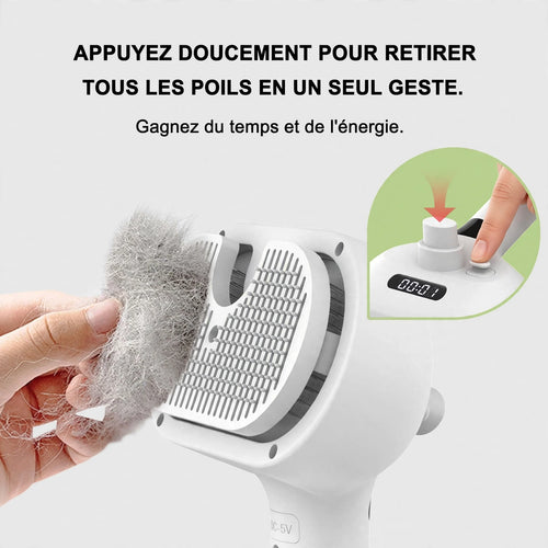 Brosse Vapeur Électrique pour Chien et Chat 3-en-1 | Soin & Démêlage